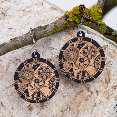 Leseni uhani HOORAY Black Clockwork 